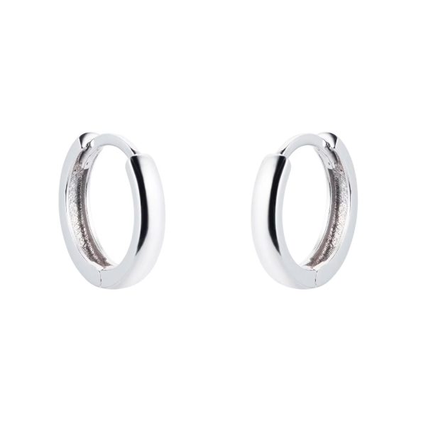 9ct White Gold 10mm Huggie Hoop Earrings