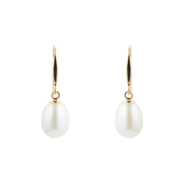 9ct Yellow Gold 7mm Freshwater Pearl Drop Earrings