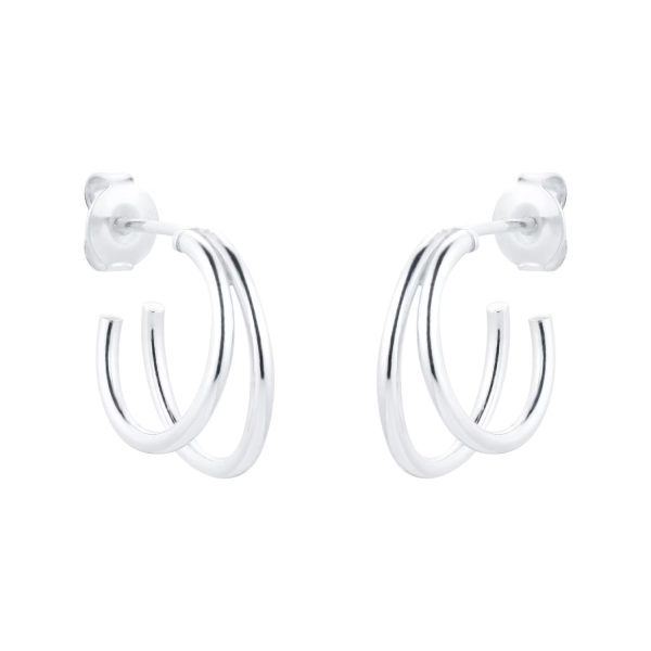 Silver Double Wire Hoop Earrings