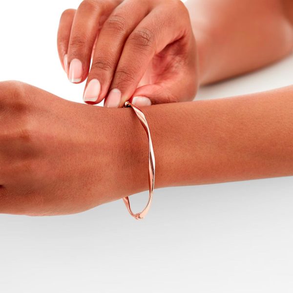 9ct Rose Gold Wave Bangle - Görsel 2