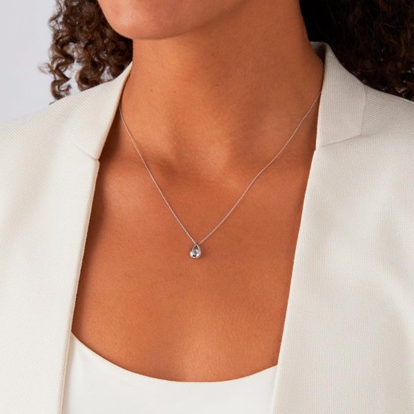 9ct White Gold Blue Topaz Teardrop Pendant - Görsel 2