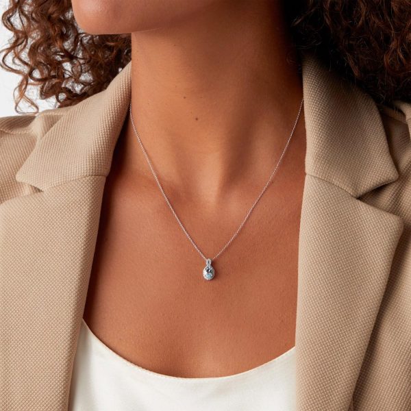 18ct White Gold 0.11cttw Diamond Twist & Aquamarine Pendant - Görsel 2