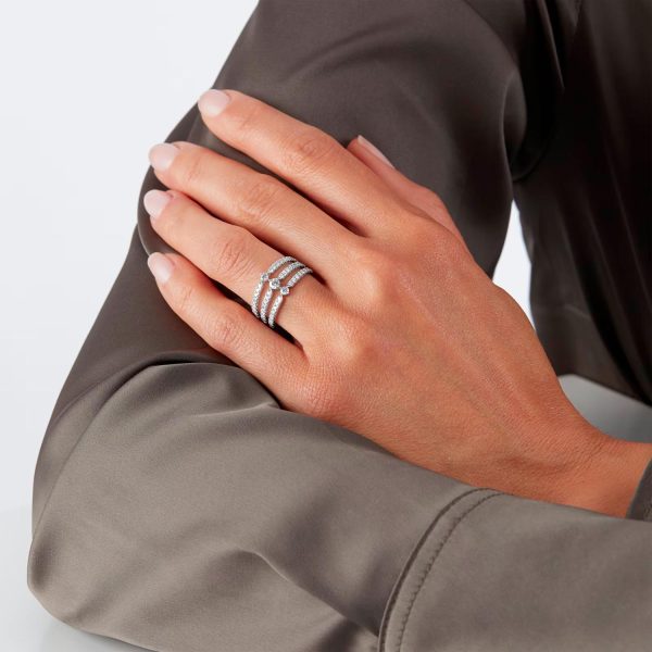 18ct White Gold 0.70ct Diamond Linear Band Ring - Görsel 2