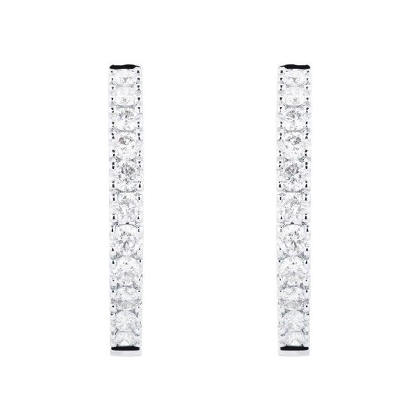 18ct White Gold 1.00cttw Diamond 20mm Hoop Earrings - Görsel 4