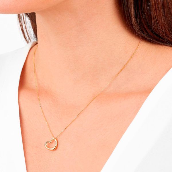 18ct Yellow Gold Open Heart Floating Pendant - Görsel 2
