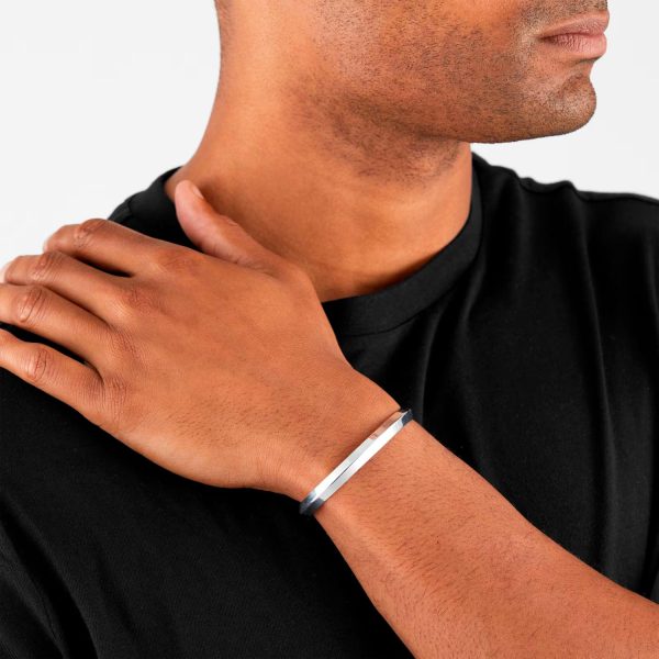 Silver Mens Open Cuff Bangle Goldsmiths - Görsel 2