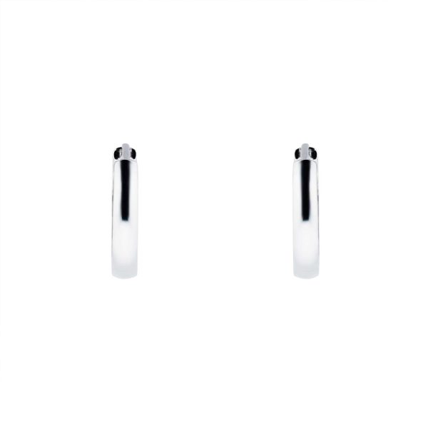 9ct White Gold 10mm Huggie Hoop Earrings - Görsel 4