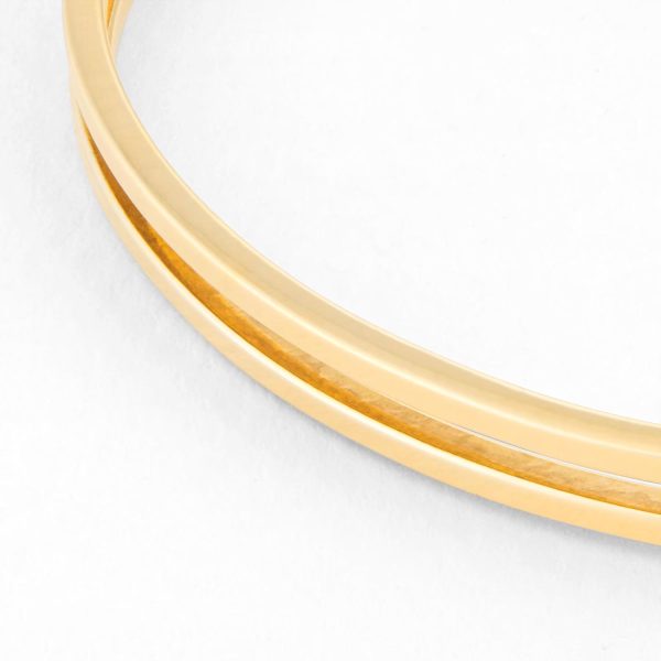 9ct Yellow Gold Double Square Tube Bangle - Görsel 3