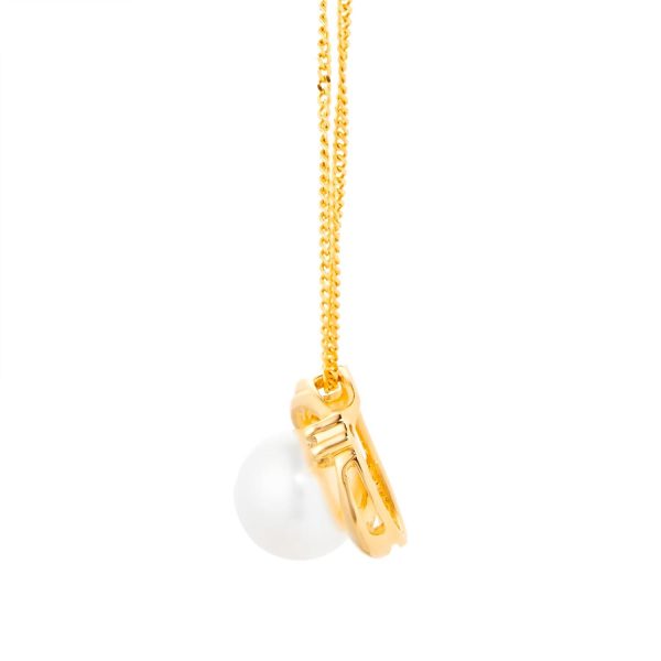 9ct Yellow Gold Pendant With Fresh Water Pearl & 0.02ct Diamond - Görsel 3