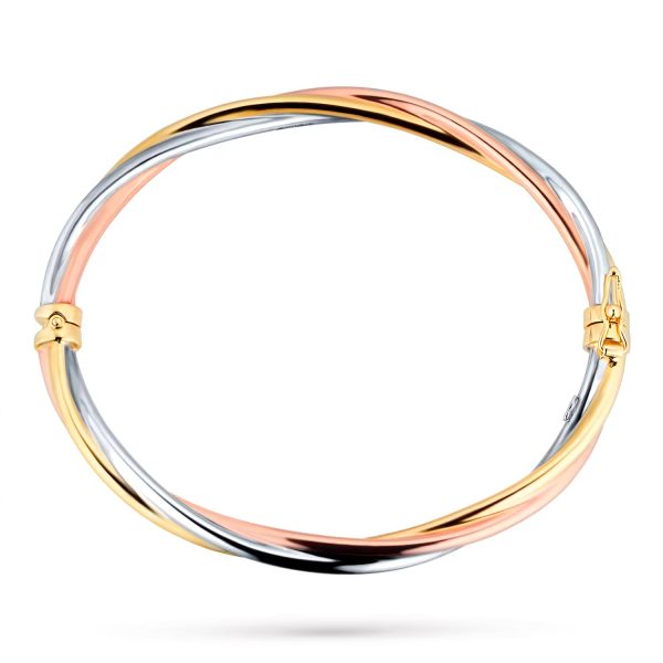 9ct Yellow White And Rose Gold Plated Bangle - Görsel 3