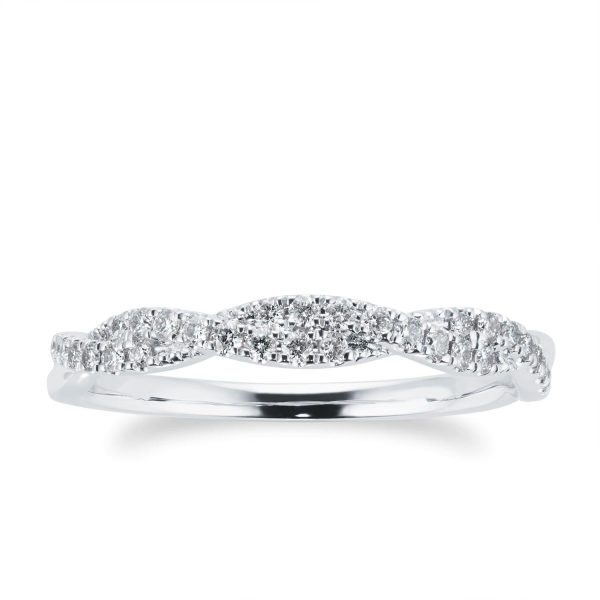 18ct White Gold 0.20ct Diamond Twist Eternity Ring - Görsel 4