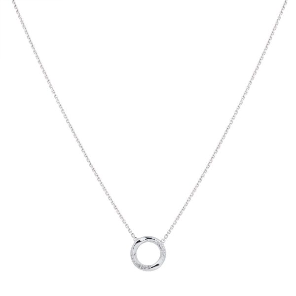 9ct White Gold 0.04 Carat Total Weight Diamond Circle Pendant - Görsel 3