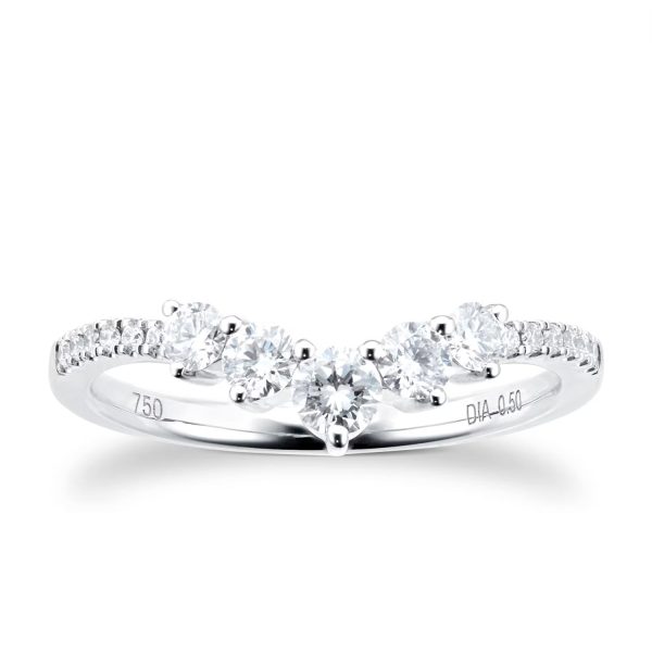 18ct White Gold 0.50ct Diamond Curved Wedding Ring - Görsel 4