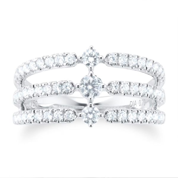 18ct White Gold 0.70ct Diamond Linear Band Ring - Görsel 4