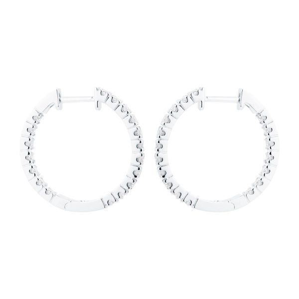 18ct White Gold 1.00cttw Diamond 20mm Hoop Earrings - Görsel 2