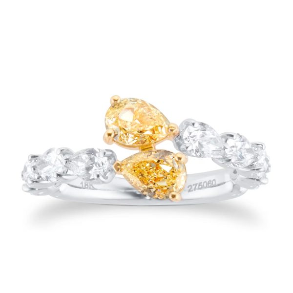 18ct Yellow & White Pear Cut Diamond Ring - Görsel 4
