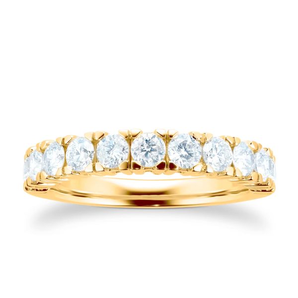 18ct Yellow Gold 1.00ct Claw Set Half Eternity Ring - Görsel 4