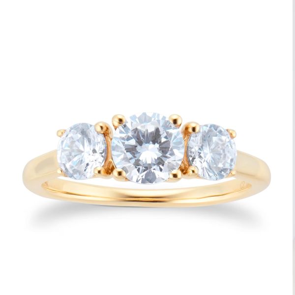 18ct Yellow Gold 1.50cttw Three Stone Engagement Ring - Görsel 4