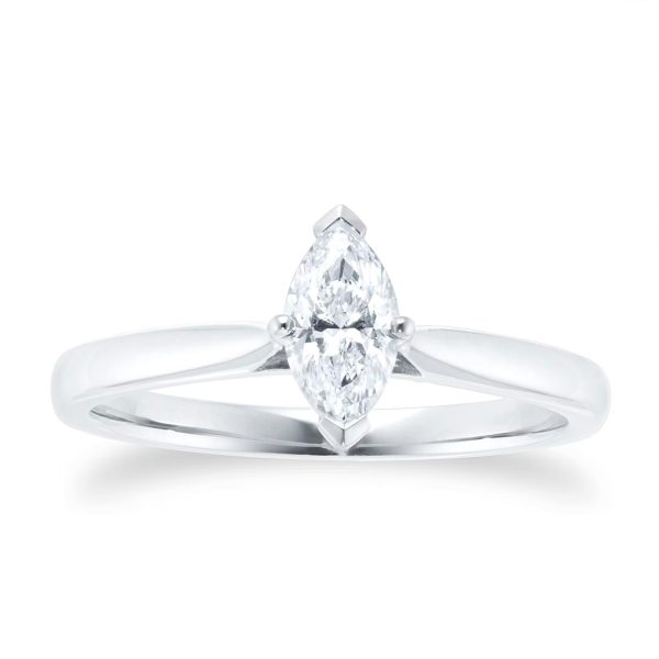 Platinum 0.50ct Marquise Cut Solitaire Engagement Ring - Görsel 4