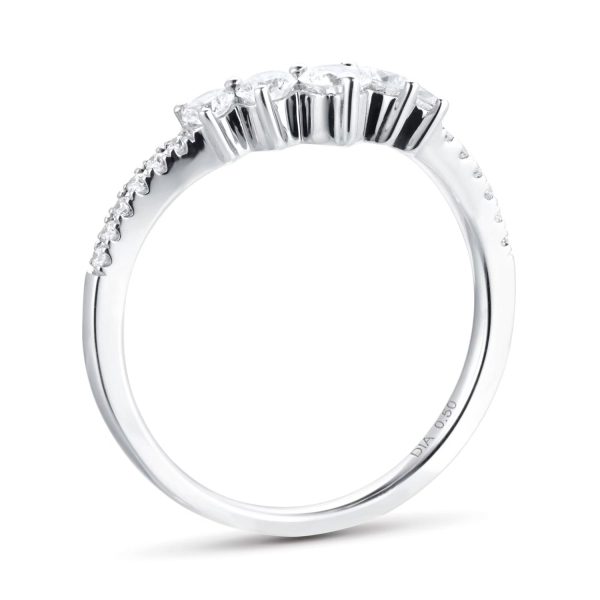 18ct White Gold 0.50ct Diamond Curved Wedding Ring - Görsel 3