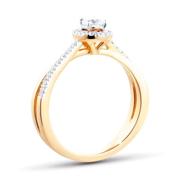 18ct Yellow Gold 0.40ct Round Halo Engagement Ring - Görsel 3