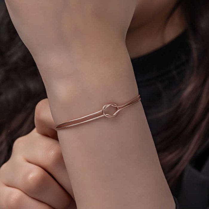 Gümüş Rose Aşk Düğüm Kadın Bileklik - Görsel 3