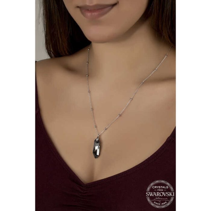 Swarovski Crystal Taşlı Top Zincir Gümüş Kadın Kolye - Görsel 2