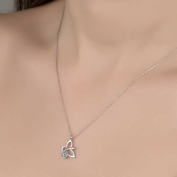 Swarovski Taşlı Gümüş Yusufcuk Bayan Kolye - Görsel 2