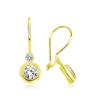 ​Gümüş Gold Sallantılı Tek Taş Küpeçocuk