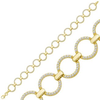 Gümüş Gold Yuvarlak Taşlı Kadın Bileklik