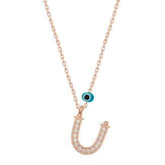 Gümüş Nazar Rose Ü Harfi Kadın Kolye