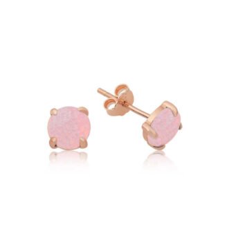 Gümüş Pembe Opal Taş Küpeçocuk