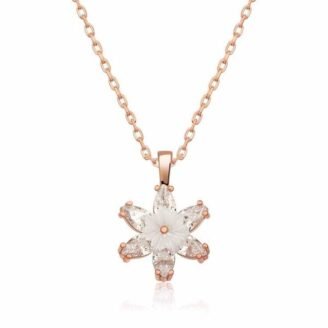 Gümüş Rose Beyaz Lotus Çiçeği Kolyeçocuk