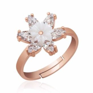 Gümüş Rose Beyaz Lotus Çiçeği Yüzükçocuk