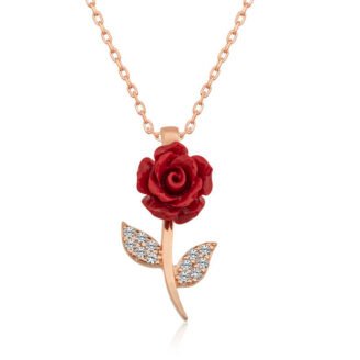 ​Gümüş Rose Kırmızı Gül Kolyeçocuk