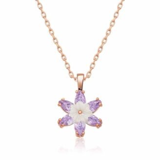 Gümüş Rose Lila Lotus Çiçeği Kolyeçocuk