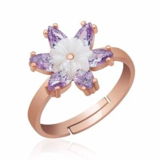 ​Gümüş Rose Lila Lotus Çiçeği Yüzükçocuk