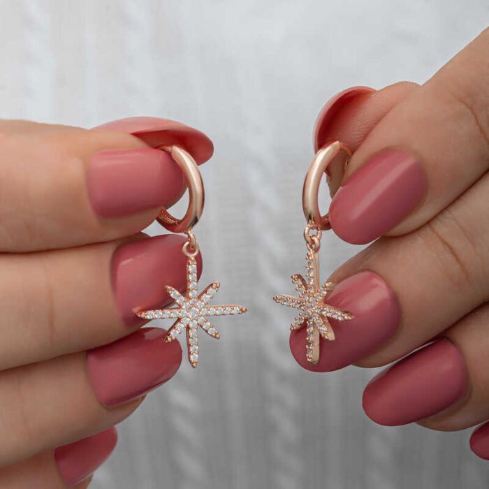 gumus-rose-sallantili-kutup-yildizi-kadin-kupe-1-yldz-kpeler-gumush-49330-84-B