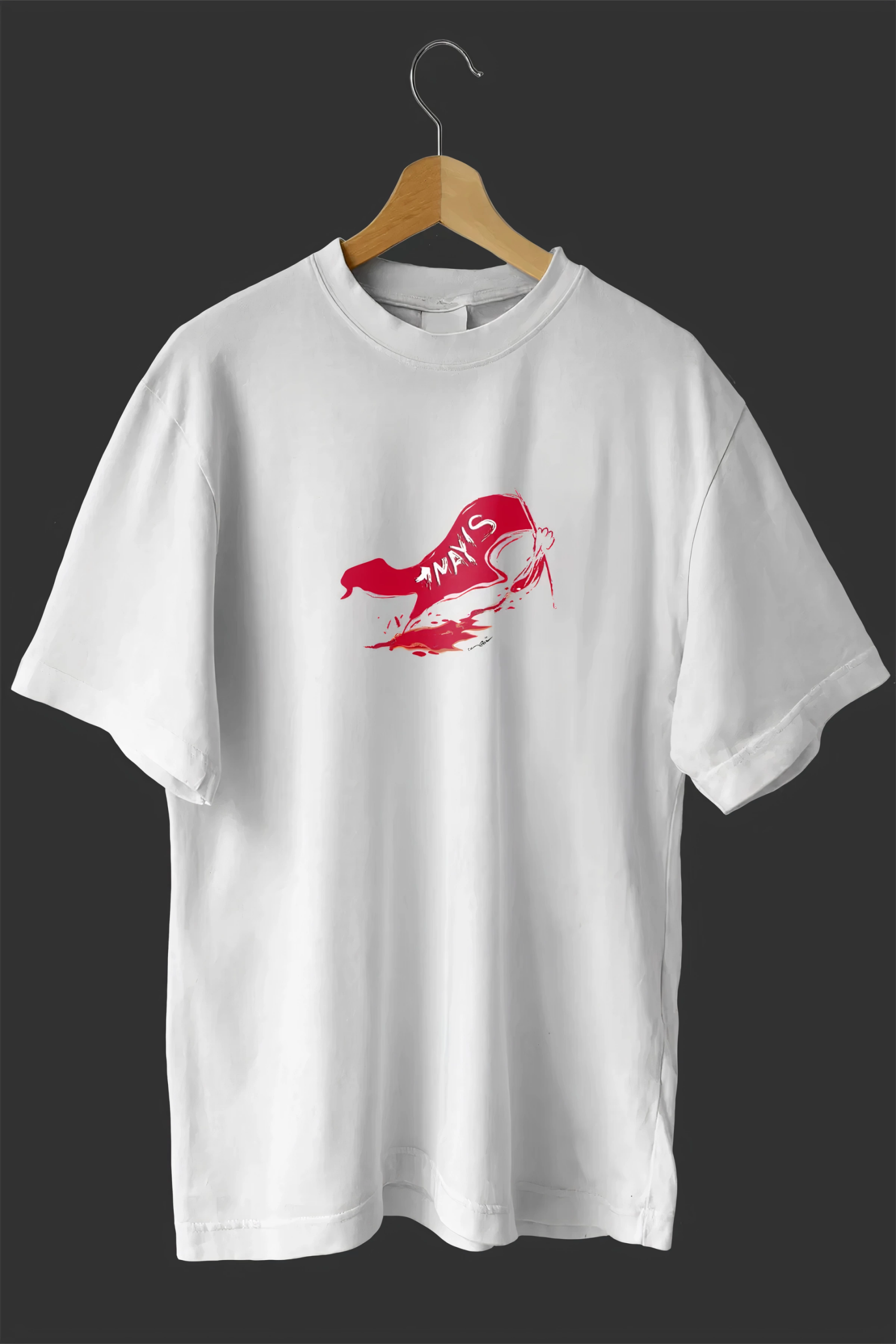 1 Mayıs Emekçiler Günü Baskılı Oversize Bisiklet Yaka T-shirt – Beyaz