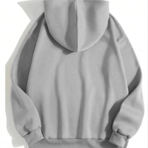 Kadın Kapüşonlu Kanguru Cepli 3 İplik Pamuklu Düz Hoodie Sweatshirt – Gri