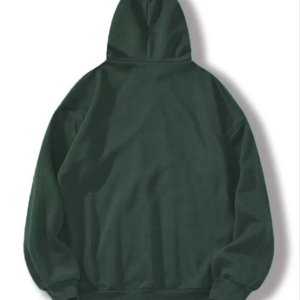 Kadın Kapüşonlu Kanguru Cepli 3 İplik Pamuklu Düz Hoodie Sweatshirt – Haki