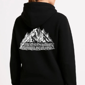 Kadın 3 İplik Pamuklu Kapüşonlu Hoodie Sweatshirt Nihilist Penguen Baskılı – Siyah