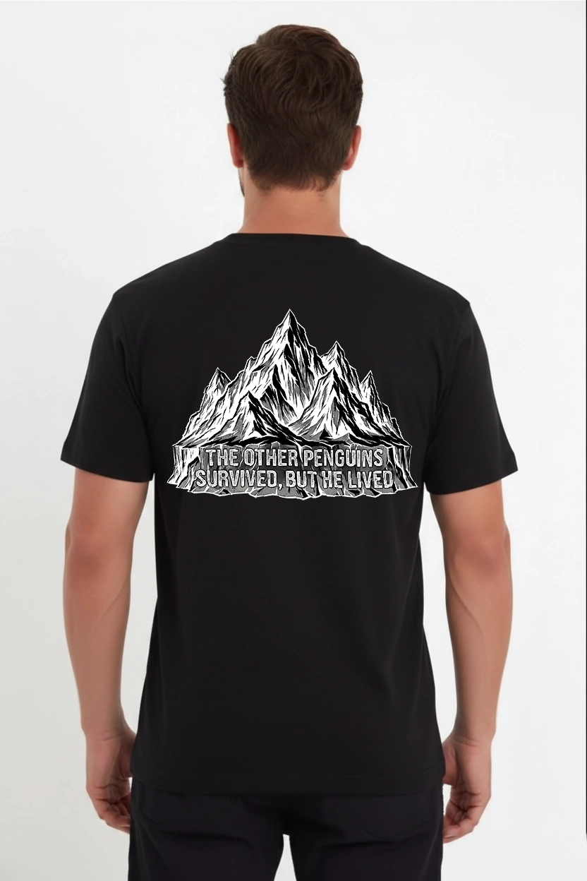 Erkek T-Shirt Nihilist Penguen Baskılı Bisiklet Yaka Kısa kol yazlık Tişört – Siyah