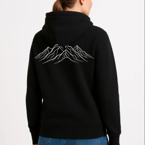 Kadın 3 İplik Pamuklu Kapüşonlu Hoodie Sweatshirt Nihilist Penguen Baskılı – Siyah