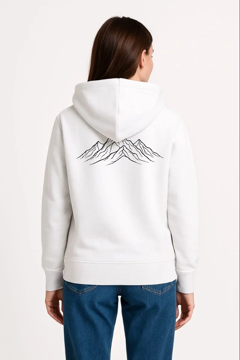 Kadın 3 İplik Pamuklu Kapüşonlu Hoodie Sweatshirt Nihilist Penguen Baskılı – Beyaz