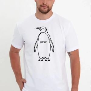 Erkek T-Shirt Nihilist Penguen Baskılı Bisiklet Yaka Kısa kol yazlık Tişört – Beyaz