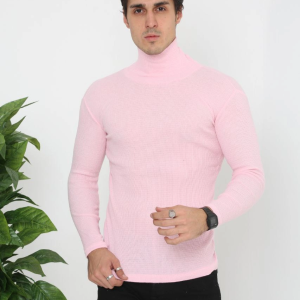 Erkek Fitilli Kaşkorse Kumaş Boğazlı Full Likralı Slimfit Body – Toz Pembe