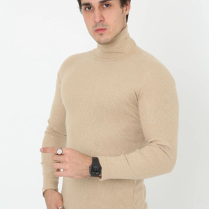 Erkek Fitilli Kaşkorse Kumaş Boğazlı Full Likralı Slimfit Body – Bej