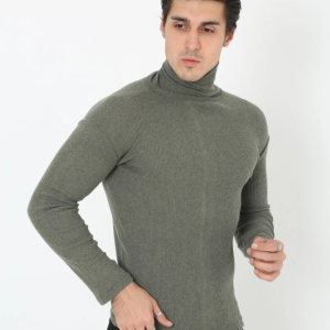 Erkek Fitilli Kaşkorse Kumaş Boğazlı Full Likralı Slimfit Body – Haki