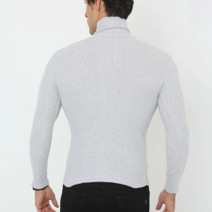 Erkek Fitilli Kaşkorse Kumaş Boğazlı Full Likralı Slimfit Body – Gri